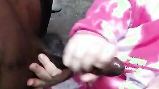 Tini tinédzser barinő barna pélót szop