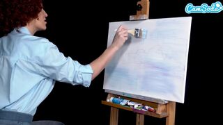 Ryan Keely bob ross cosplayban festés óráján megvadul a gigantikus kannás milf